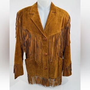 Pioneer Wear Vtg Fringe Suede Jacket L